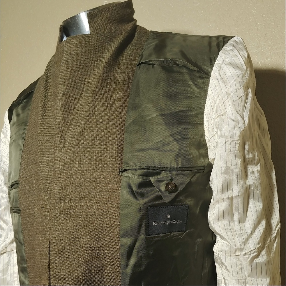 Ermenegildo Zegna Green Wool Sport Coat 45R - Picture 7 of 8